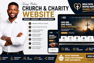 design modern church website charity website ministry website donation website