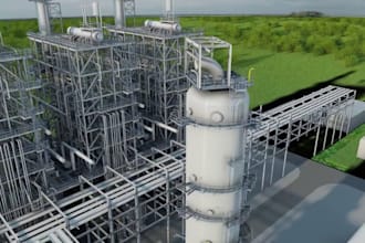 design 3d oil refinery, tank farm, pipeline and industrial plant