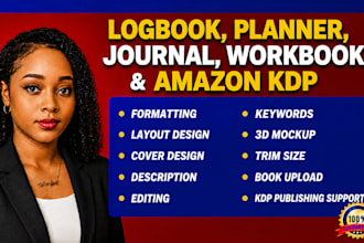 design journals, planners, logbooks, workbooks, and trackers for KDP