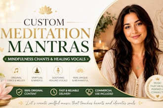 record fenale custom meditation mantras, mindfulness chants, and healing vocals