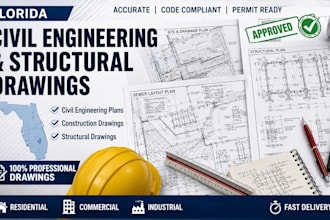 draw florida civil engineering plans, construction drawings, structural drawings