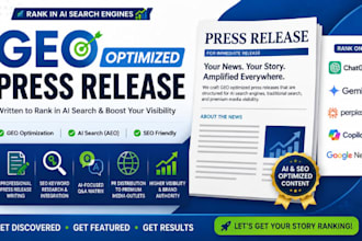 write GEO optimized press release for ai search and SEO ranking pr distribution