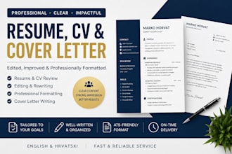 write a professional resume, CV and cover letter