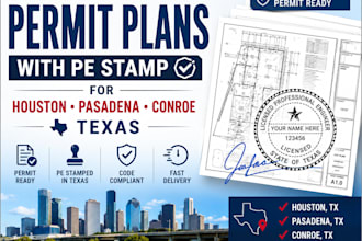 draft permit plans with pe stamp for houston pasadena conroe tx