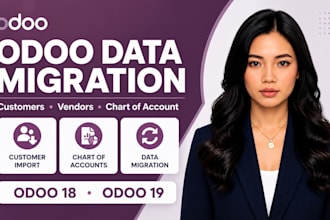 odoo data migration import customers vendors and chart of account to odoo 18, 19