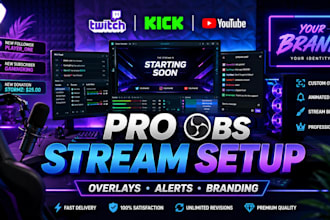 setup and optimize obs studio with professional overlays, alerts and scenes