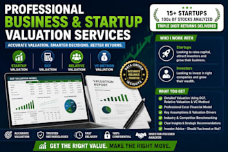do startup valuation, business valuation, dcf analysis, and investment analysis