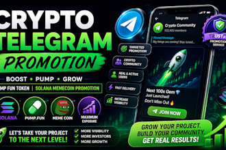 do crypto telegram promotion boost pump fun token for solana memecoin promotion