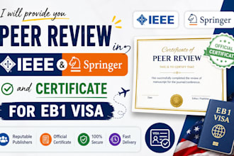 provide peer reviewer from ieee springer and certificate for eb1 visa