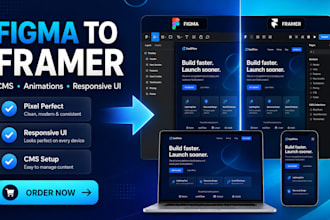 convert figma to framer with cms, animations and responsive UI
