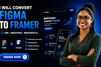 convert figma to framer with cms, animations and responsive UI