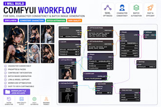 build comfyui workflow for sdxl character consistency and batch image generation