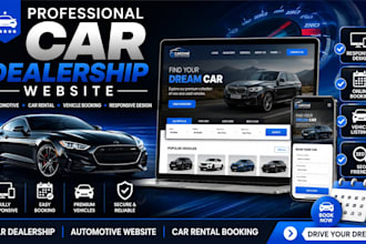 make responsive car dealership website, automotive cars rental site with booking