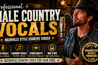 record professional male country vocals as an authentic country singer vocalist
