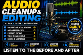 do audio cleanup, forensic restoration, with lip sync, remove background noise