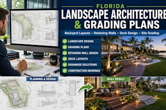 florida landscape architecture grading plans backyard layout retaining wall deck