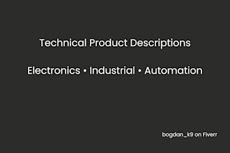 write technical descriptions for electronics and industrial products
