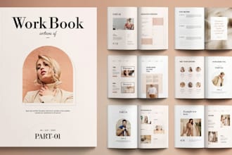 design canva workbook template, hyperlink journal and etsy product thumbnail
