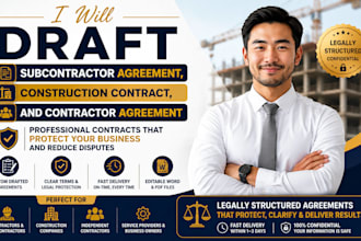draft subcontractor agreement, construction contract, and contractor agreement