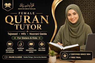 be your female quran tutor for sisters and kids with tajweed