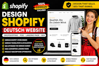 design shopify deutsch website, dropshipping pod german shopify landing page seo