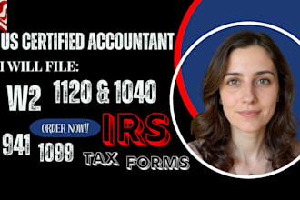 prepare and file w2, w3, 1099, 1040, 941, 940 and irs tax forms