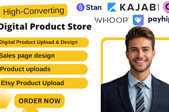 design your digital product store on stan store shopify payhip gumroad etsy