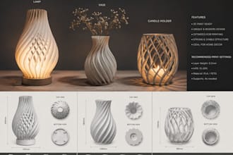 create custom lamp, vase, and candle holder designs for 3d printing