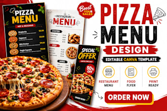 design pizza menu templates restaurant flyer food menu canva editable
