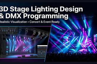 create 3d stage lighting design and dmx programming with 3d stage visualization