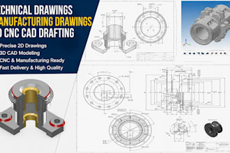 create technical drawings, manufacturing drawings and 3d cnc cad drafting