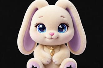 create luxury kawaii character illustrations for apparel