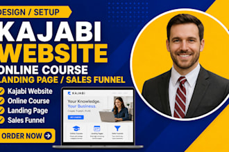 design kajabi website online course landing page sales funnel
