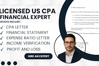 provide US CPA financial statement signed CPA letter and expense ratio letter