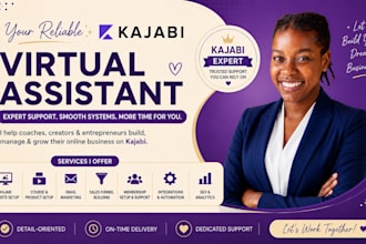 kajabi virtual assitant for course setup, funnel and website
