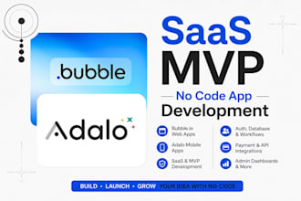 build bubble io website, adalo no codes app  or saas no code apps