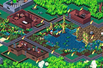 isometric pixel art tileset, pixel art, game assets, tileset design, pixel tile