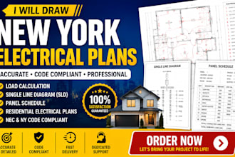 draw new york electrical plans, load calculation, sld, panel schedule for homes