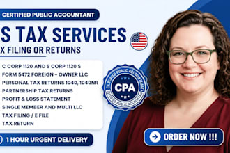 prepare us tax filing 1040 1120 us tax return preparation efile corporation file
