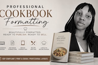 write and design quality cookbook recipe book, cookbook formatting, menu design