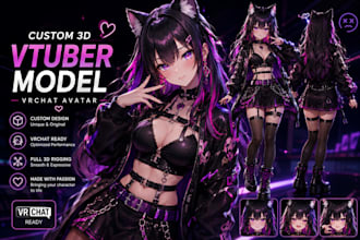 create custom 3d vtuber model vrchat avatar vroid character and 3d rigging