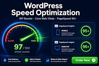 speed optimize slow wordpress website with wp rocket cache and core web vitals