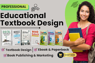 design educational workbook, textbook, curriculum plan and kdp book cover