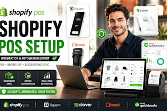 setup shopify pos square clover toast inventory sync order automation quickbooks