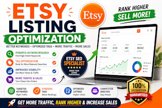 optimize etsy listings, tags and keywords for traffic and sales