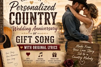 create a personalized country wedding anniversary or gift song  with lyrics