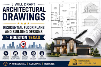 draft architectural drawings, residential floor plans and building designs