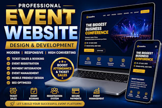 build event website, event ticket website, event booking management site