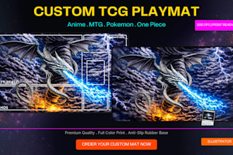 design custom tcg playmat, anime playmat,fantasy playmat, tabletop mat, mousepad