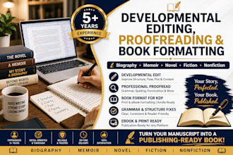 developmental edit, proofread format biography memoir novel fiction nonficion